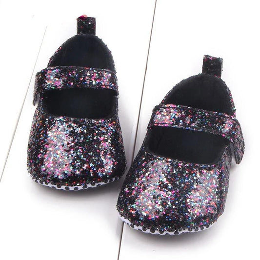 LIL MISS -  Black Glitter Baby Shoe