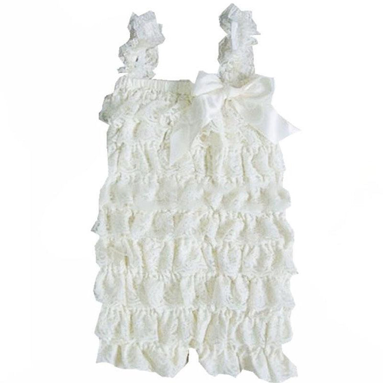 LIL MISS -  Ruffled Lace Romper - White