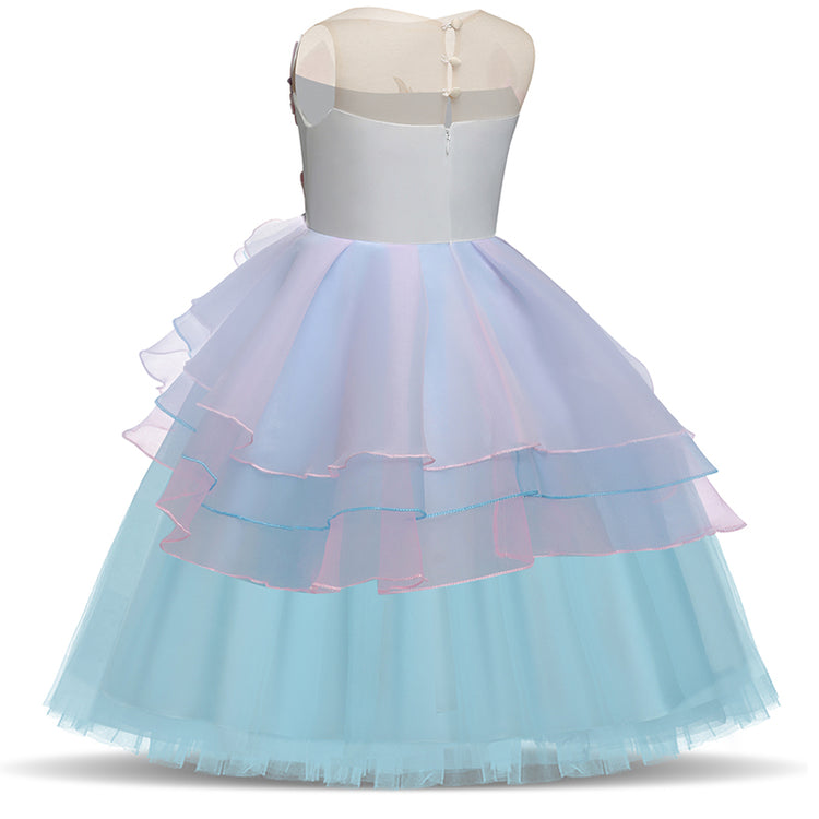 LIL MISS -  Unicorn - Tulle - Blue - Girls Dress