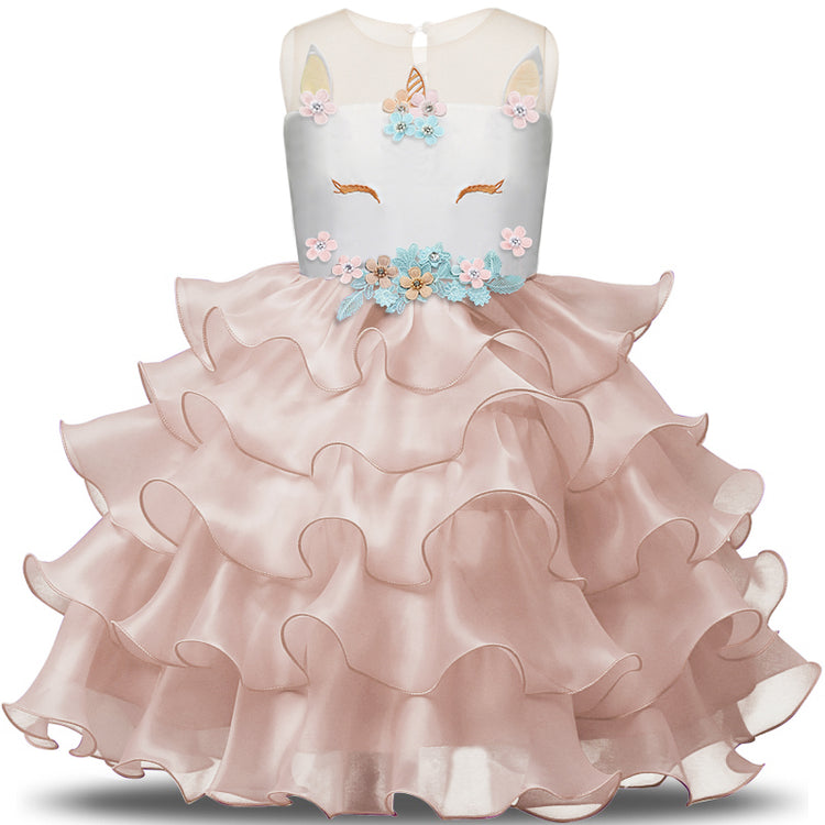 LIL MISS -  Unicorn - Organza - Blush - Girls Dress