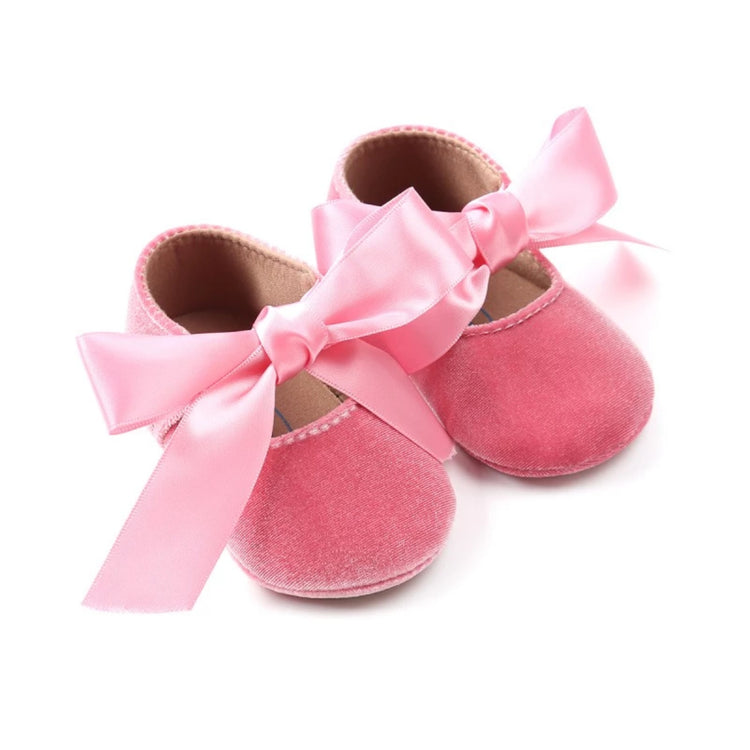 Pink Velvet Bow Baby Shoe