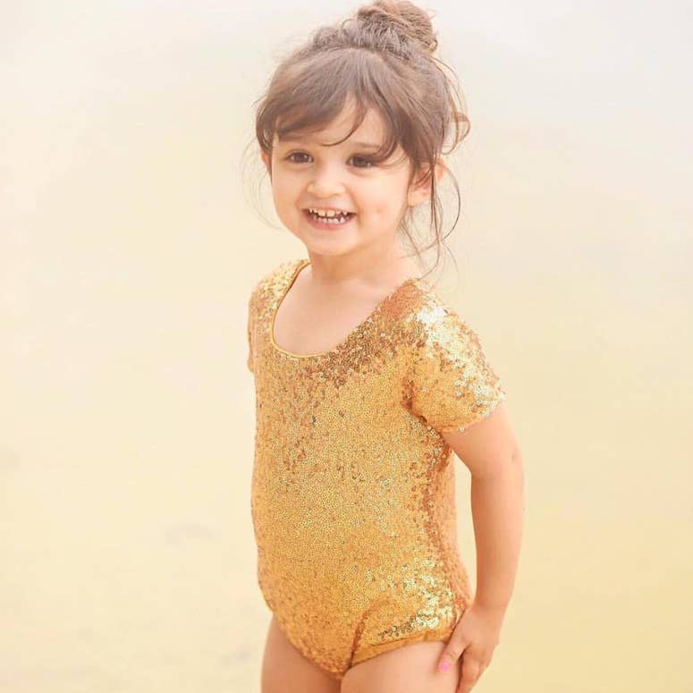 LIL MISS - Gold Sequin Bodysuit - Girls Dress Lil Miss Dress Up LIL MISS - Gold Sequin Bodysuit - Girls Dress Lil Miss Dress Up