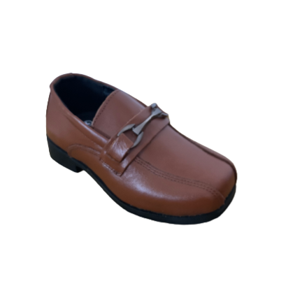 LIL MR - Boys Shoe Slip In - Brown Real Leather