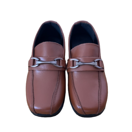LIL MR - Boys Shoe Slip In - Brown Real Leather