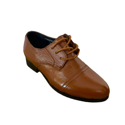LIL MR - Boys Shoe Lace Up - Brown Real Leather