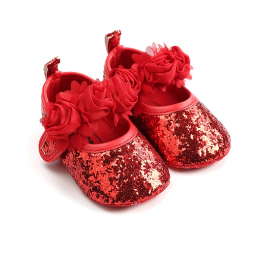 LIL MISS -  Red Flower Baby Shoe 12 Months