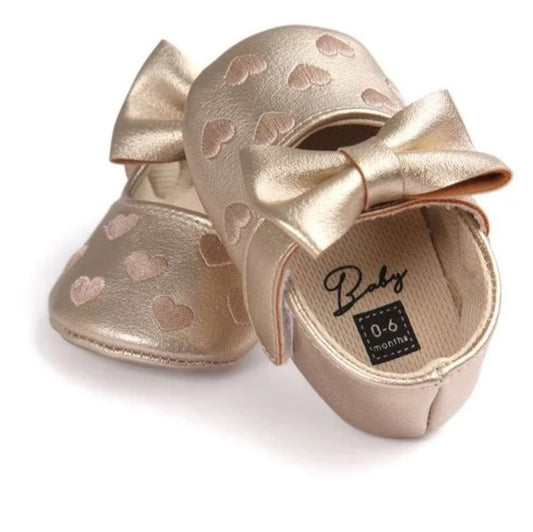 LIL MISS -  Gold Bow Baby Shoe 12 Months