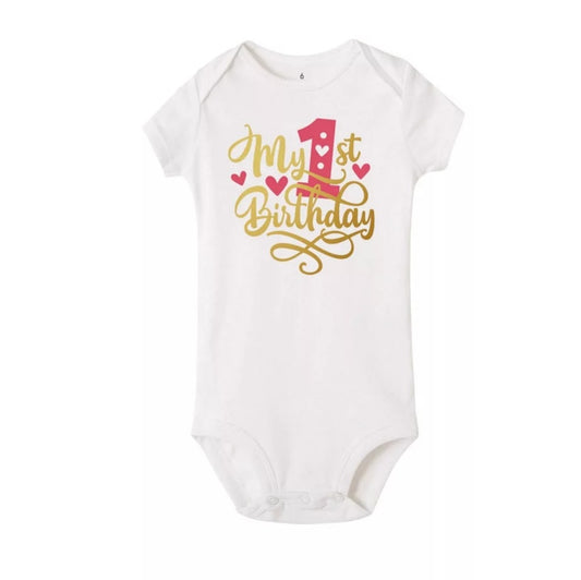LIL MISS -  1st Birthday T-Shirt - Gold