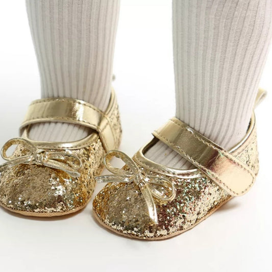 LIL MISS -  Gold Glitter Baby Shoe 12 Months