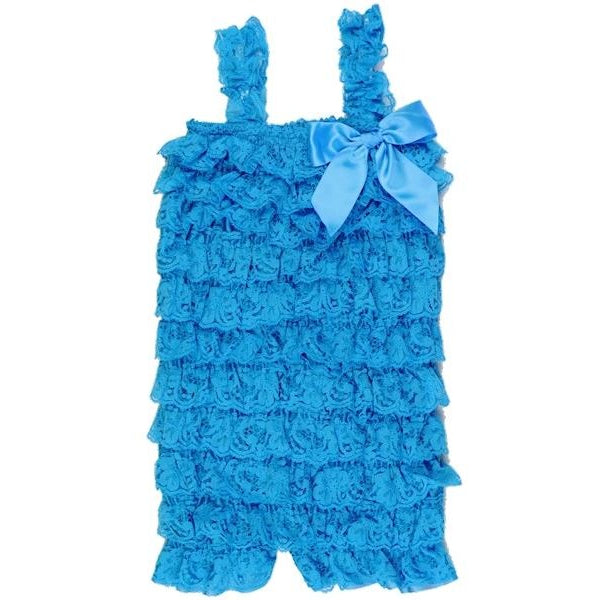 LIL MISS -  Ruffled Lace Romper - Turquoise