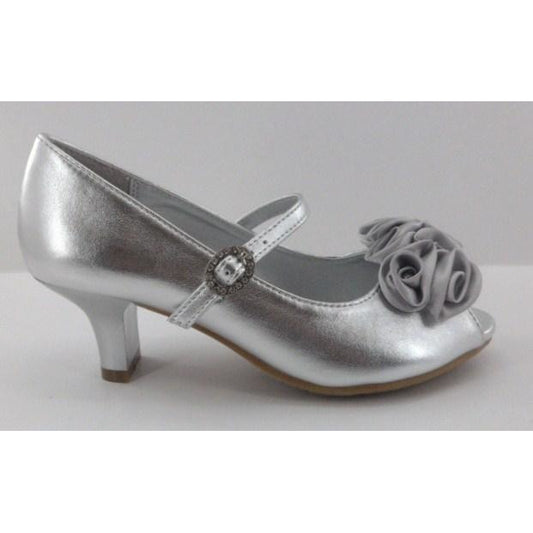 LIL MISS -  Silver Heel Peep Toe Shoe