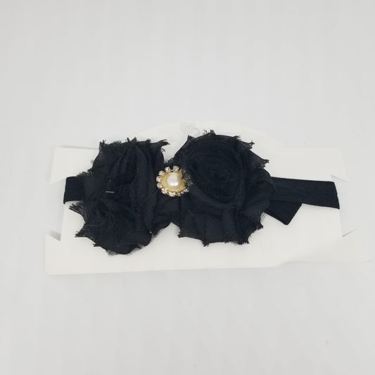 LIL MISS -  Shabby Flower Headband- Black