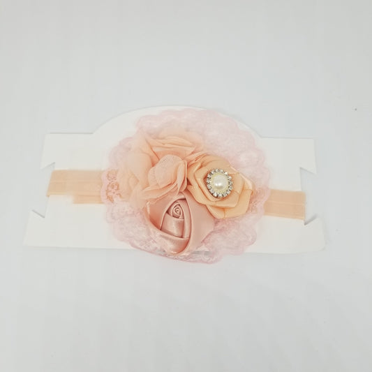 LIL MISS -  Lace Flower Headband- Blush Pink