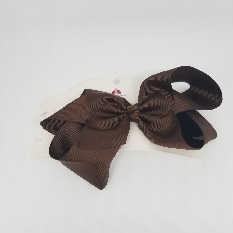 LIL MISS -  Large Bow Hair Clip- Brown