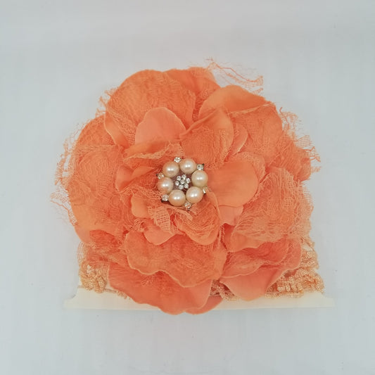 LIL MISS -  Single Bloom lace Headband- Coral