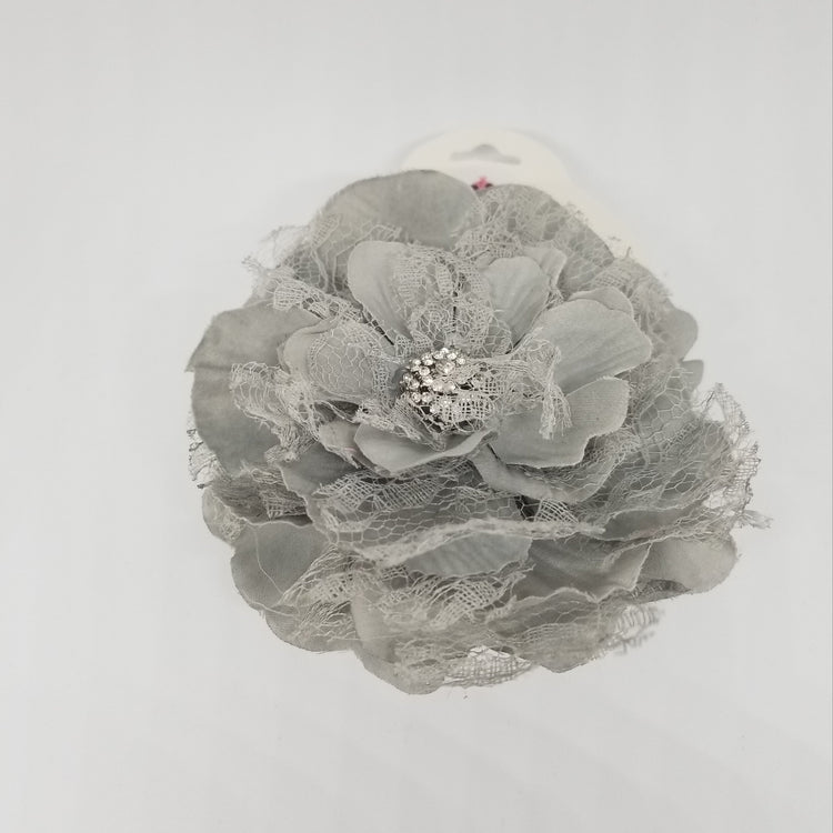 LIL MISS -  Single Bloom Lace Headband- Grey