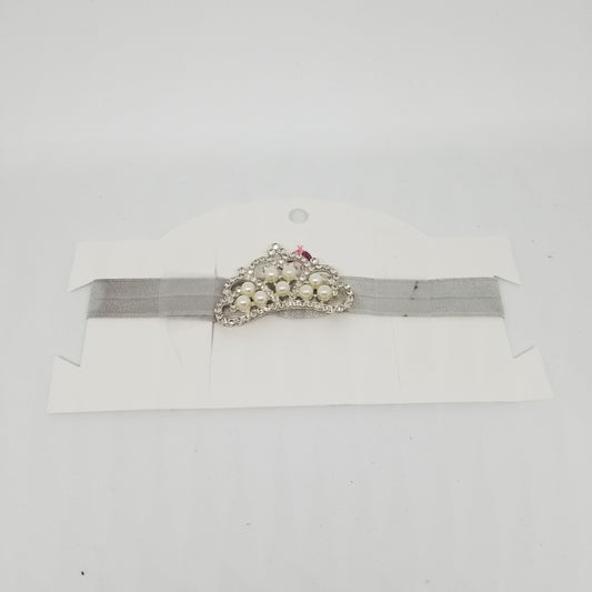 LIL MISS -  Jeweled Princess Crown Headband- Grey