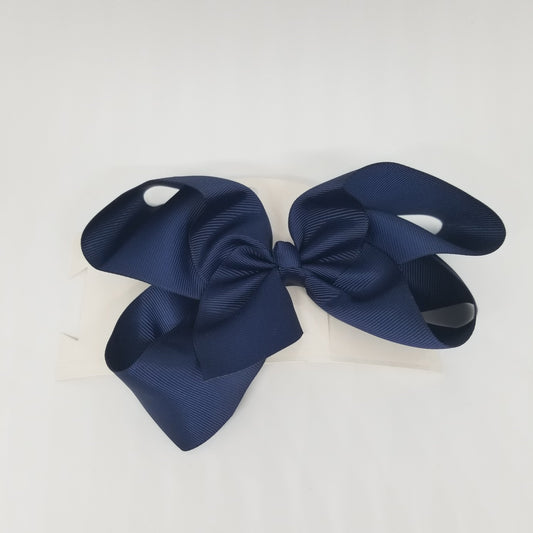 LIL MISS -  Large Bow Hair Clip- Navy