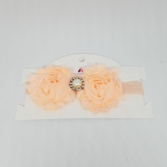 LIL MISS -  Shabby Flower Headband- Peach