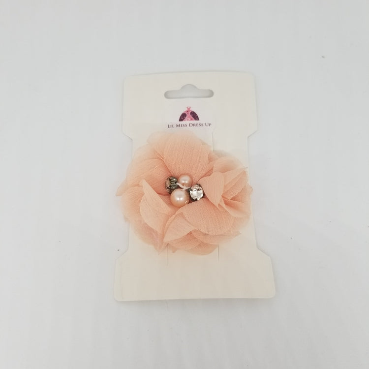 LIL MISS -  Single Chiffon Flower Hair Clip- Peach