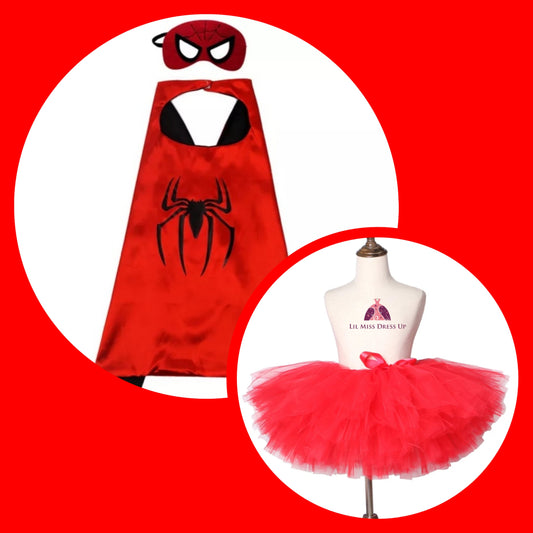 LIL MISS -  Superhero Cape Signature Dress Up Set - Spiderman