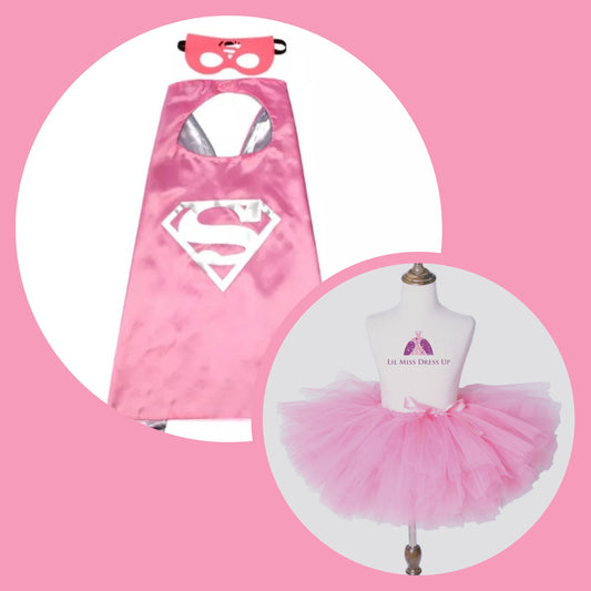LIL MISS -  Superhero Cape Signature Dress Up Set - Supergirl