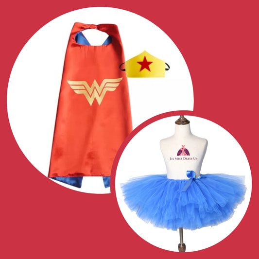 LIL MISS -  Superhero Cape Signature Dress Up Set - Wonderwoman