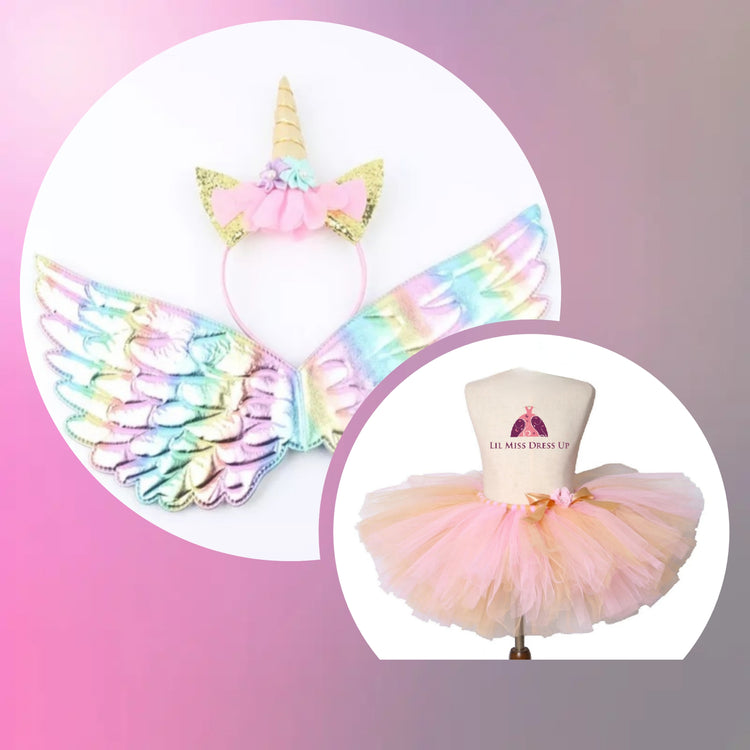 LIL MISS -  Unicorn Signature Dress Up Set - Pink/Gold