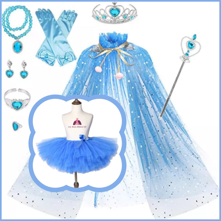 LIL MISS -  Princess Tulle Cape Signature Dress Up Set - Turquoise