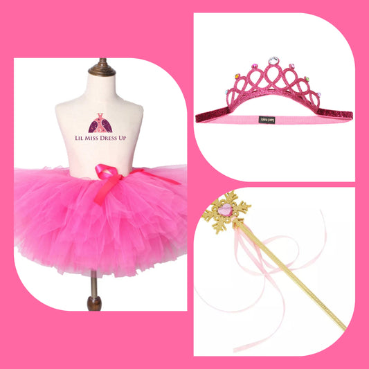 LIL MISS -  Princess Tutu Signature Dress Up Set - Hot Pink/Gold