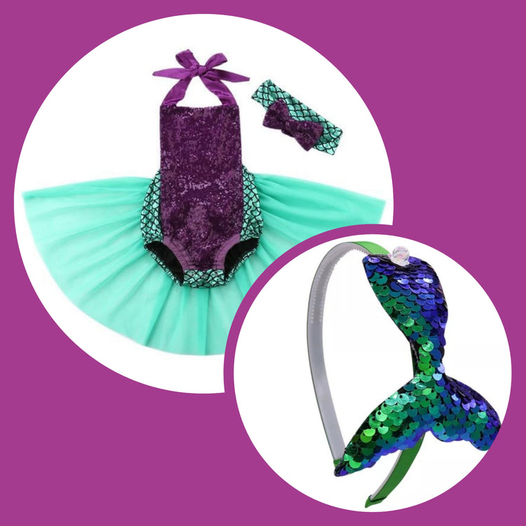 LIL MISS -  Mermaid 12M Romper Signature Dress Up Set- Purple