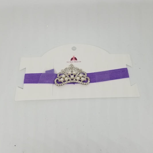 LIL MISS -  Jeweled Princess Crown Headband- Purple