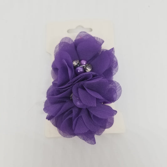 LIL MISS -  Double Chiffon Flower Hair Clips- Purple
