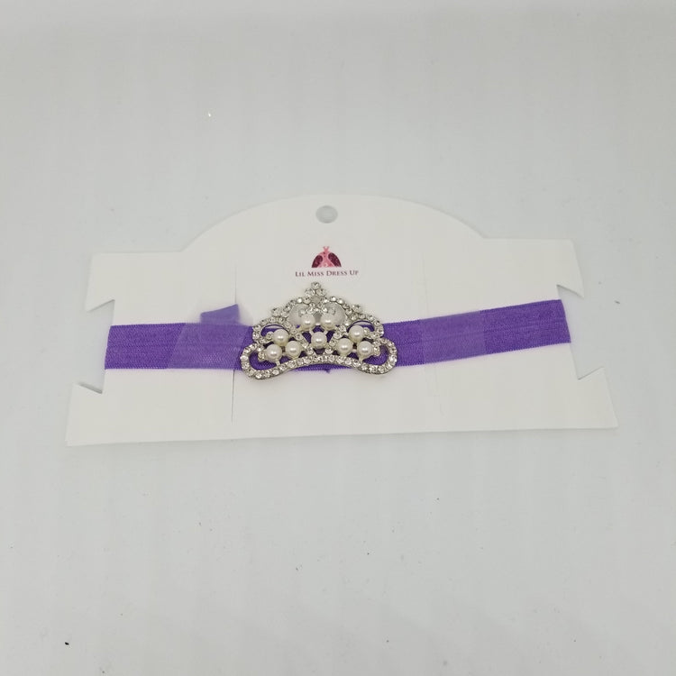 LIL MISS -  Jeweled Princess Crown Headband- Purple