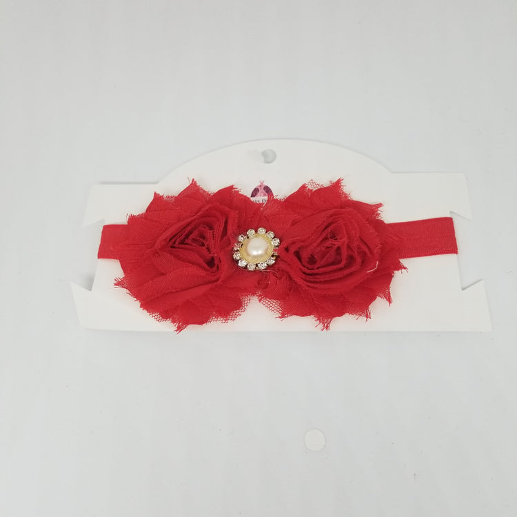 LIL MISS -  Shabby Flower Headband- Red