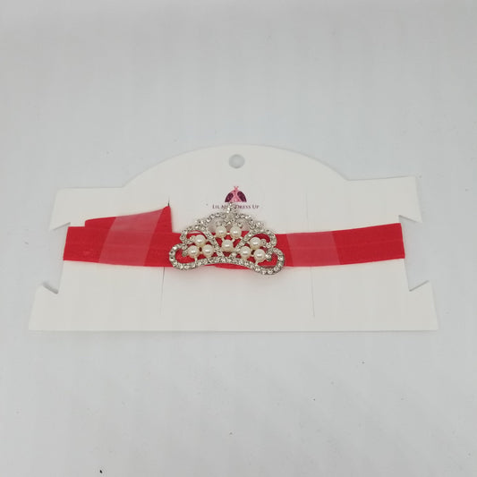 LIL MISS -  Jeweled Princess Crown Headband- Red
