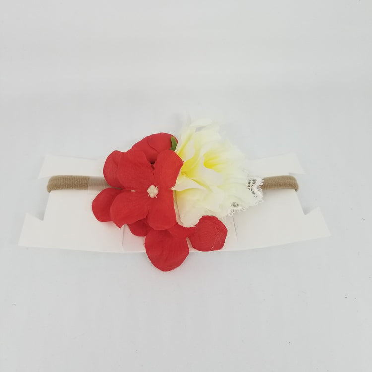 LIL MISS -  Flower Cluster Baby Headband- Red
