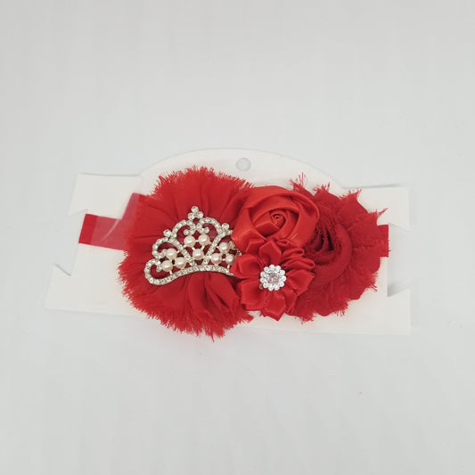 LIL MISS -  Princess Crown Flower Headband- Red