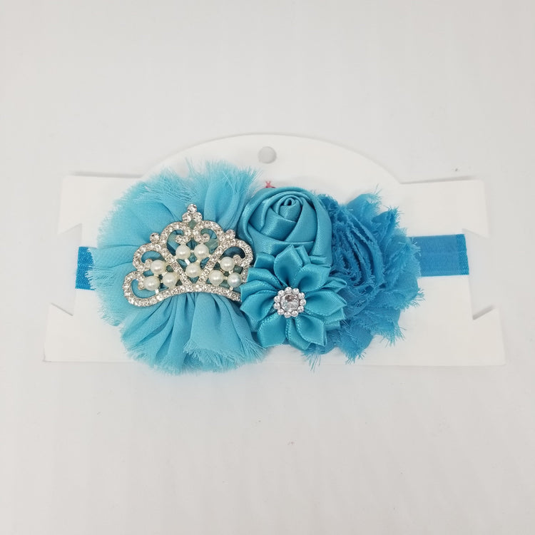 LIL MISS -  Princess Crown Flower Headband- Turquoise