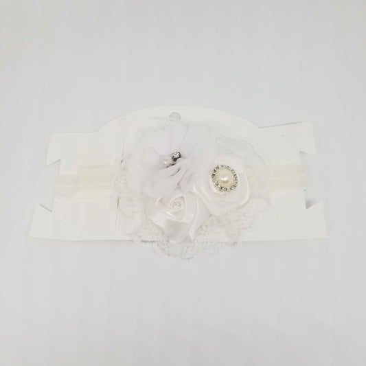 LIL MISS -  Lace Flower Headband- White
