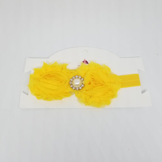 LIL MISS -  Shabby Flower Headband- Yellow