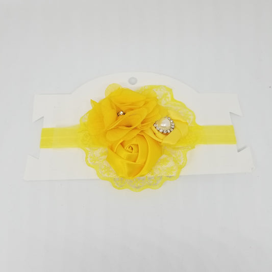 LIL MISS -  Lace Flower Headband- Yellow