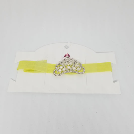 LIL MISS -  Jeweled Princess Crown Headband- Yellow