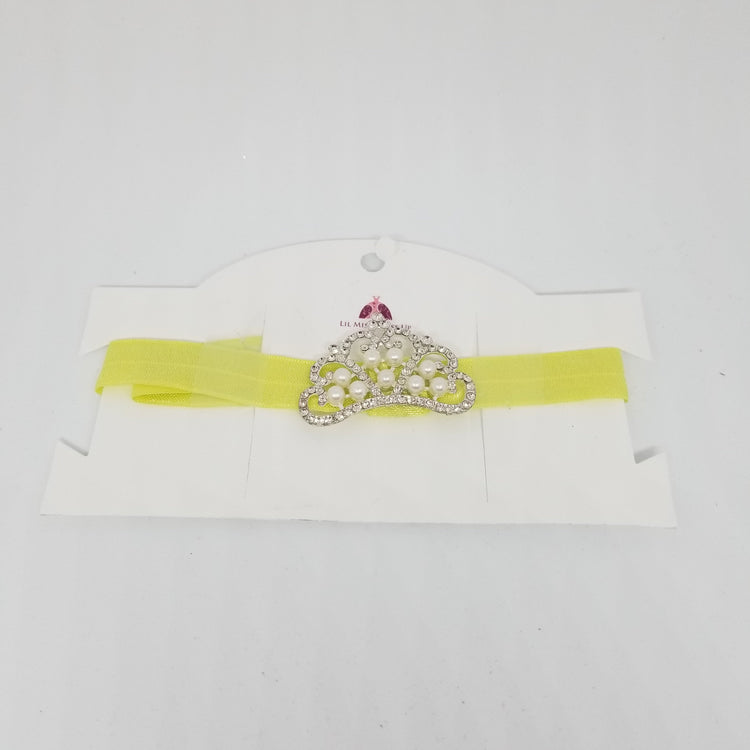 LIL MISS -  Jeweled Princess Crown Headband- Yellow